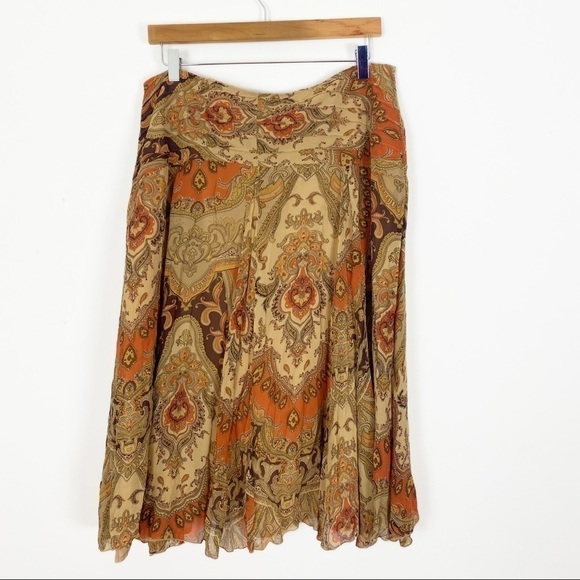 NYGARD COLLECTION Abstract Floral Paisley Vintage Style Silk Skirt Size 14P - Picture 4 of 8